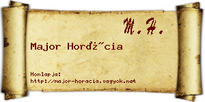 Major Horácia névjegykártya